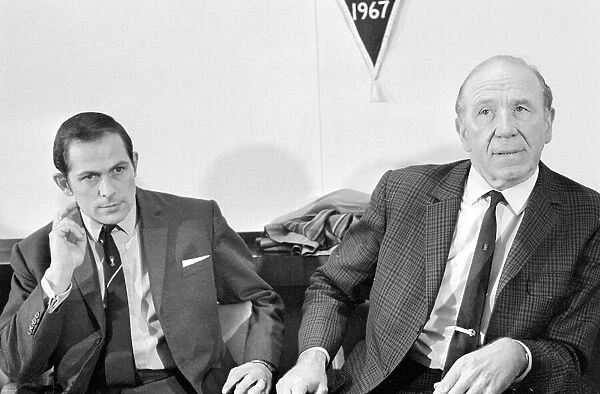 Sir Matt Busby, announces that Wilf McGuinness, Manchester United Assistant Trainer