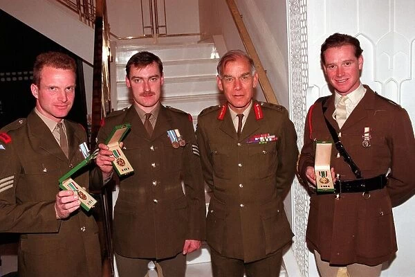 Sir Peter De La Billiere with Gulf War veterans including Major James Hewitt (far right)