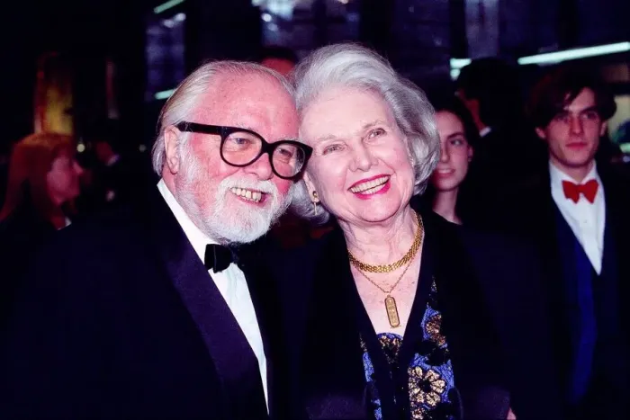 Framed Print : Sir Richard Attenborough and wife Sheila arrive for the film premiere of In Love Framed Print : Sir Richard Attenborough and wife Sheila arrive for the film premiere of In Love