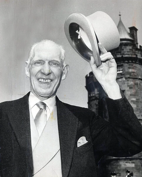 Sir Robert Kelly May 1969 on the grounds of holyrood house top hat