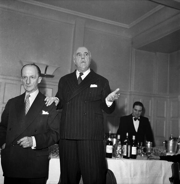 Sir Thomas Beecham talking at a press conference at the Savoy Hotel about the opera he is
