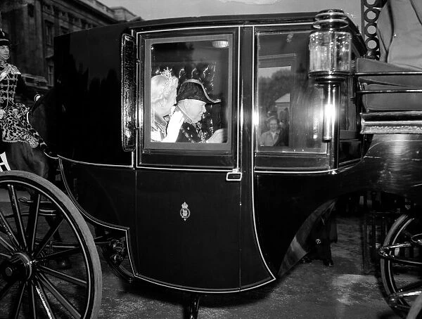 Sir Winston Churchill - 1953 British Prime Minister travelling in a horse drawn carriage