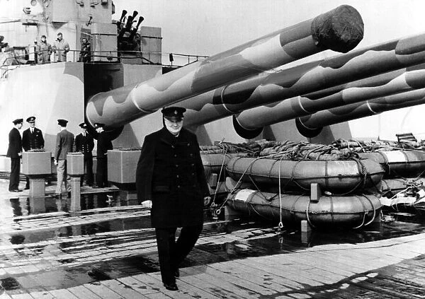 Sir Winston Churchill aboard the Prince of Wales during the Atlantic crossing in 1941