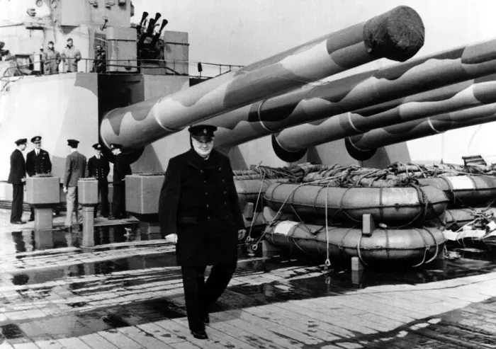 Framed Print : Sir Winston Churchill aboard the Prince of Wales during the Atlantic crossing in 1941