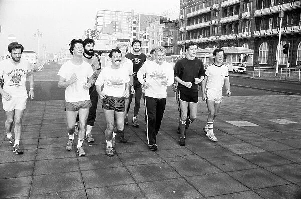 Bill Sirs and Jeremy Corbyn running during the Labour party conference, Brighton