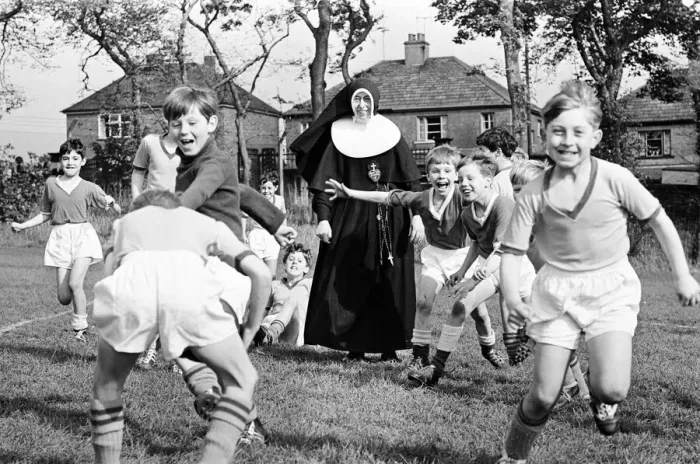 Framed Print : Sister Gabriel, chief coach, manager and trainer of the St Joseph