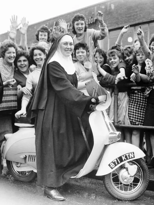 Framed Print : Sister Philomena from Sisters of Mercy Covent, Gateshead, with scooter Framed Print : Sister Philomena from Sisters of Mercy Covent, Gateshead, with scooter