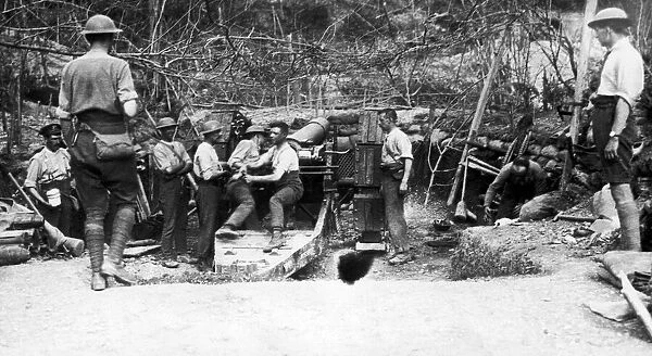 A six-inch howitzer of the Royal Artillery, during the Tenth Battle of the Isonzo 10th