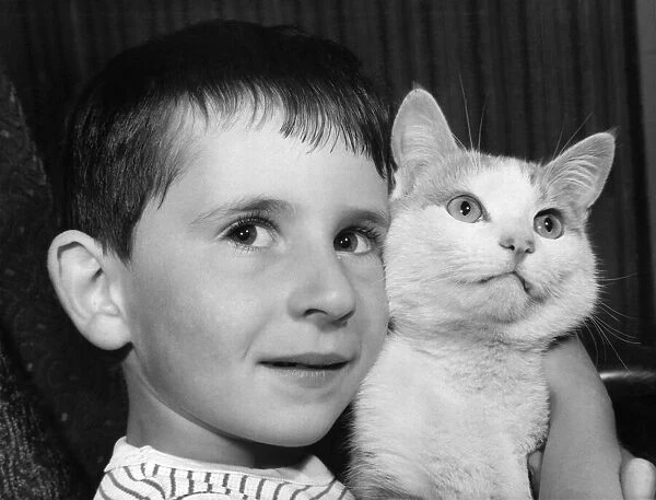 Six-year-old Graham Bryce reunited with his kitten on Friday (22-9-1967)