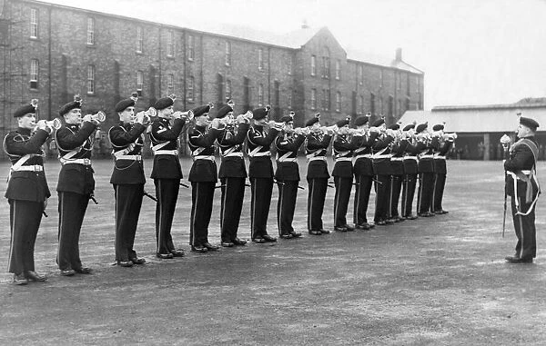 Sixteen buglers of the 1st Battalion, the Royal Northumberland Fusiliers received silver