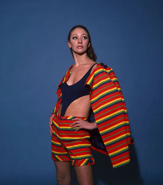 Sixties Fashion 1960s clothing Woman wearing rainbow coloured