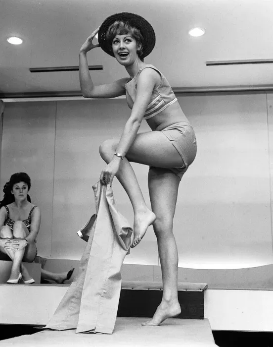 Framed Print : Sixties Fashion by Silhouette showing off there Spring swimwear in London 1962 Framed Print : Sixties Fashion by Silhouette showing off there Spring swimwear in London 1962