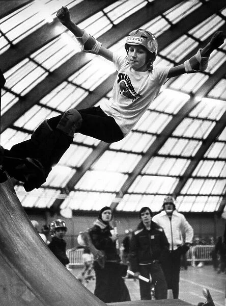 Skateboarding at the Lightfoot Stadium in Walker, on 26th February 1978