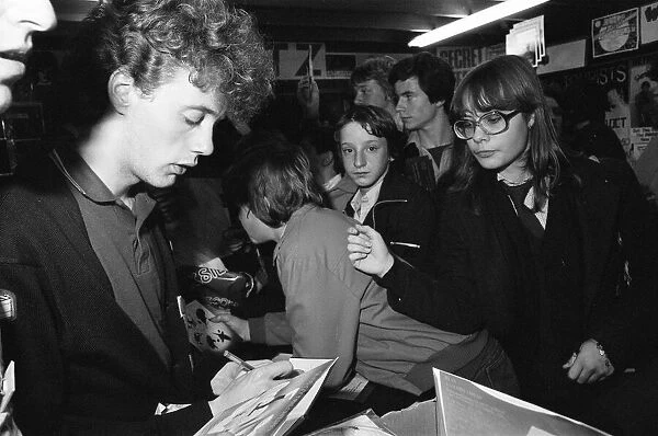 Skids, new wave, post punk, rock group, pictured meeting fans at Quicksilver Record Shop
