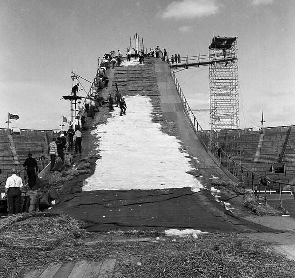 Skiing at Wembley Stadium, London. 30th May 1961
