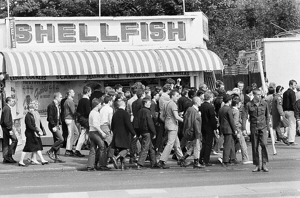 Skinheads on the beach at Southend, Essex on Bank Holiday Monday. 27th August 1979