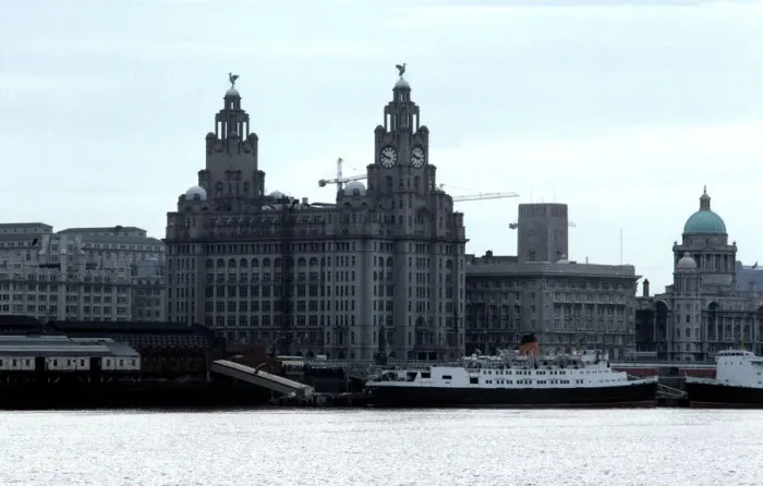 Framed Print : Skyline of Liverpool showing the Liver Building from across the Mersey river Framed Print : Skyline of Liverpool showing the Liver Building from across the Mersey river