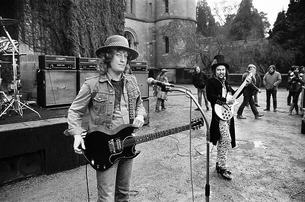 Slade (Dave Hill and Noddy Holder) filming a new video at Eastnor Castle, near Ledbury