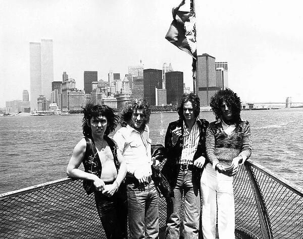 Slade pop group in New York, America on tour, June 1975