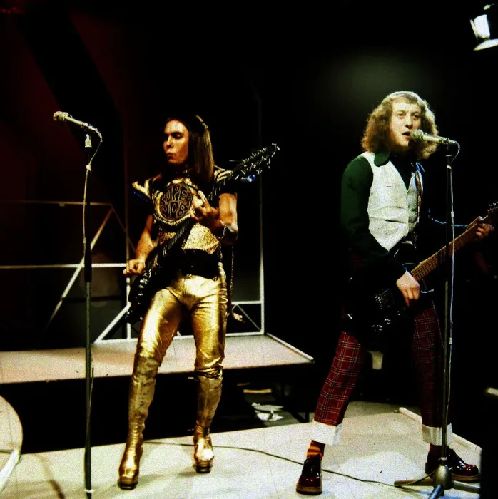 Framed Print : Slade - Pop Group seen here during rehearsals for the BBC television programme Top Framed Print : Slade - Pop Group seen here during rehearsals for the BBC television programme Top