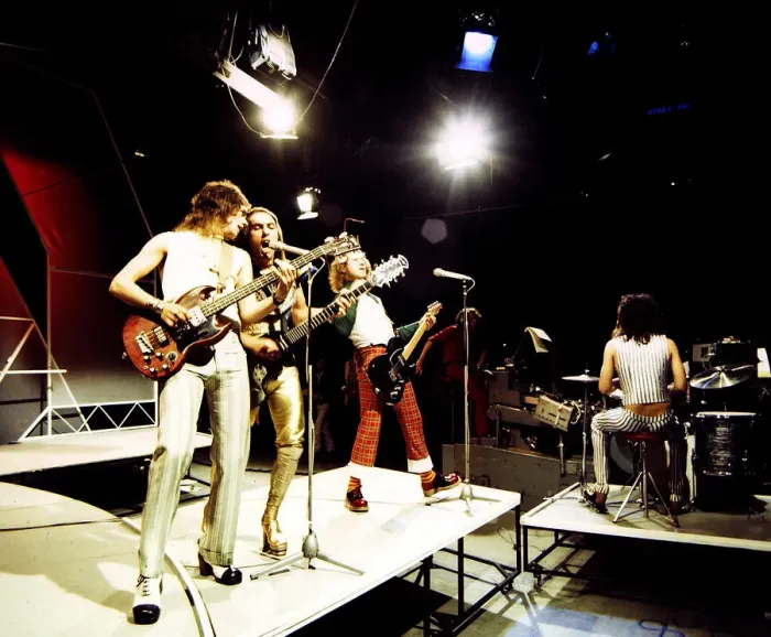 Framed Print : Slade - Pop Group seen here during rehearsals for the BBC television programme Top Framed Print : Slade - Pop Group seen here during rehearsals for the BBC television programme Top