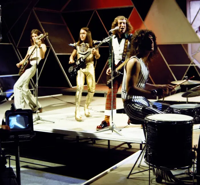 Framed Print : Slade - Pop Group seen here during rehearsals for the BBC television programme Top Framed Print : Slade - Pop Group seen here during rehearsals for the BBC television programme Top