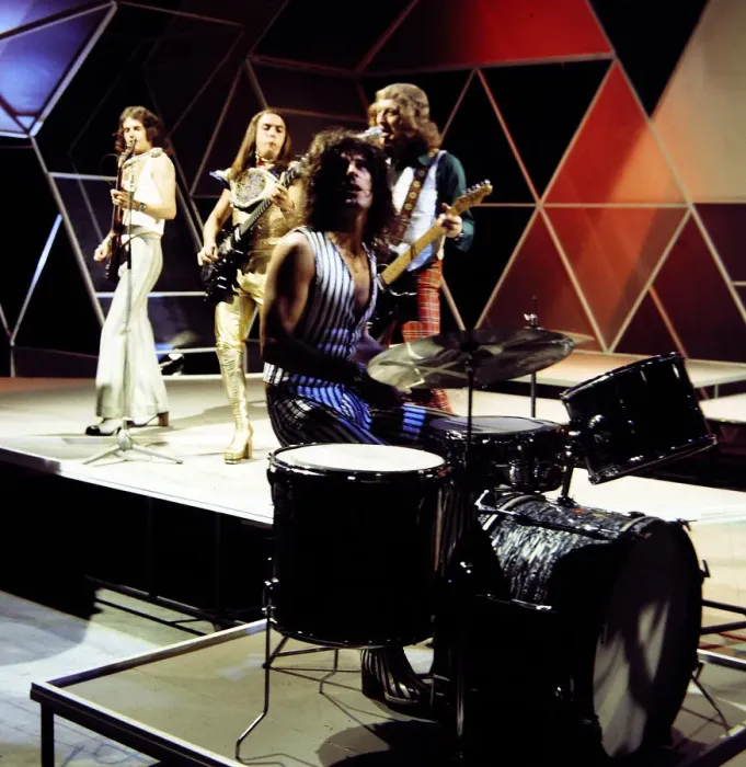 Framed Print : Slade - Pop Group seen here in rehearsals at the White City studios of Top of Framed Print : Slade - Pop Group seen here in rehearsals at the White City studios of Top of