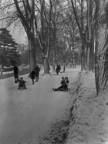 Sledging on Sion Hill, Clifton, Bristol. 1st January 1962