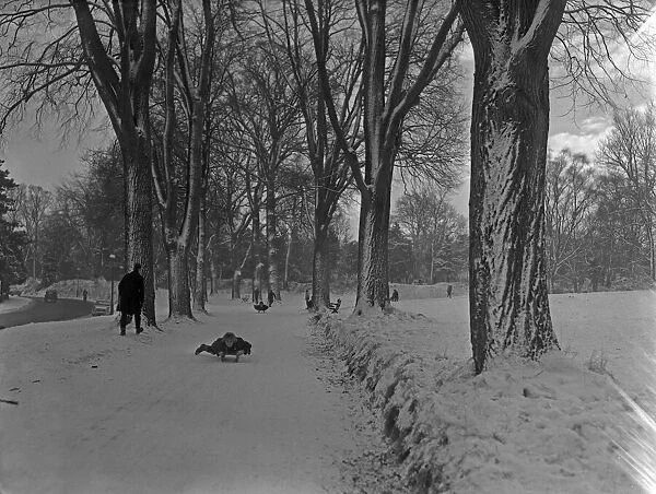 Sledging on Sion Hill, Clifton, Bristol. 1st January 1962