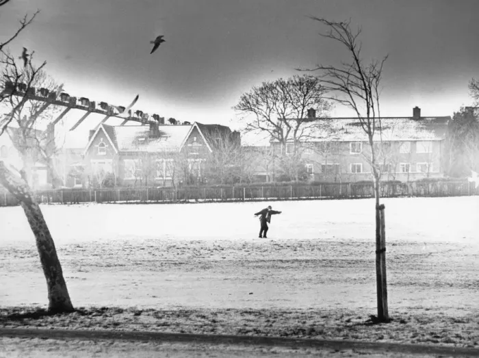 Framed Print : Sliding to school in the snow in Anfield as winter casts a surprising bite Framed Print : Sliding to school in the snow in Anfield as winter casts a surprising bite
