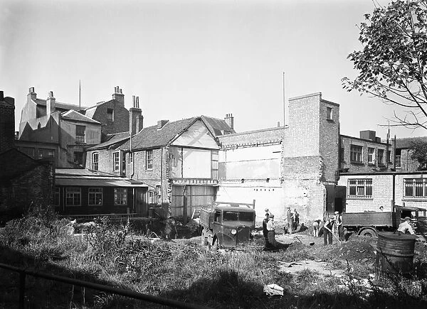 Slum clearance in Uxbridge to make way for the new Underground station circa 1936