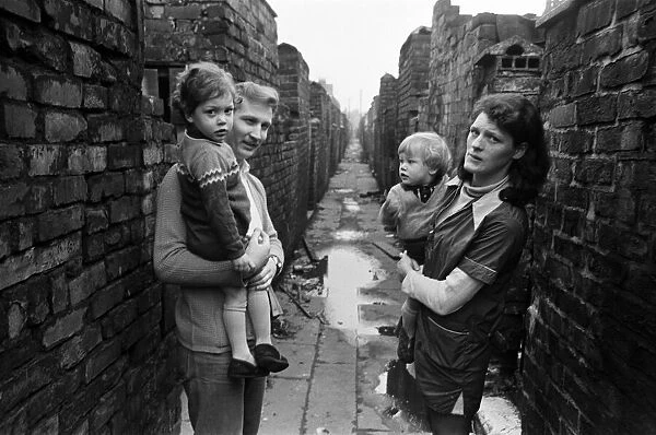 Slum housing in Salford, Greater Manchester. 30th January 1970