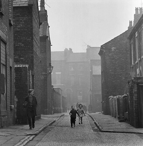 Slum living conditions in the north west of England. 3rd April 1960