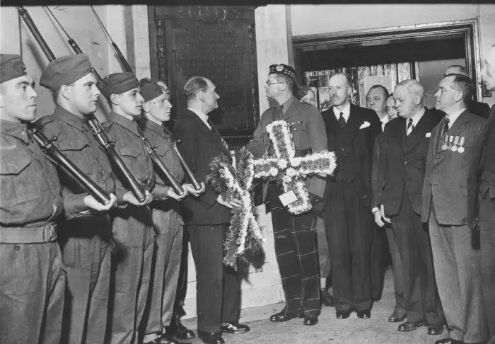 Framed Print : A small band of veterans of the old Liverpool Scottish today Framed Print : A small band of veterans of the old Liverpool Scottish today