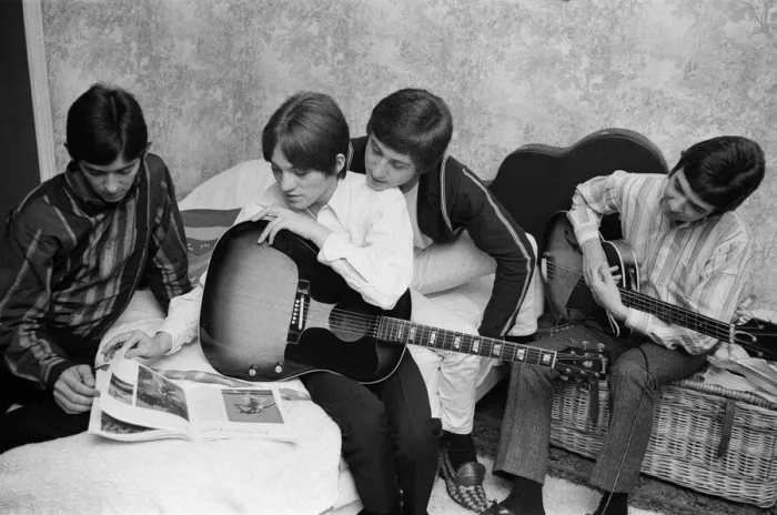 Framed Print : The Small Faces pop group pictured in a provincial hotel room as they watch their latest Framed Print : The Small Faces pop group pictured in a provincial hotel room as they watch their latest