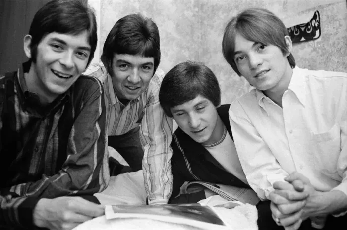 Framed Print : The Small Faces pop group pictured in a provincial hotel room as they watch their latest