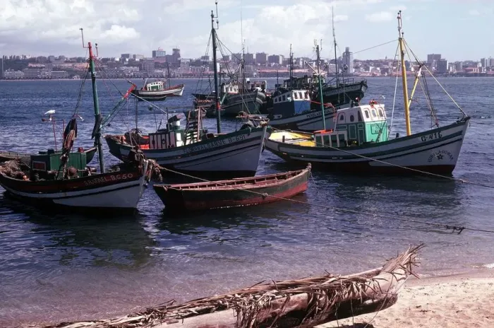 Framed Print : A small fishing community on the edge of the bay at the port of luanda the capital Framed Print : A small fishing community on the edge of the bay at the port of luanda the capital