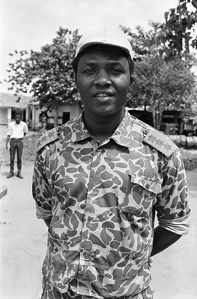 A smiling Biafran soldier seen here during the Biafran conlict