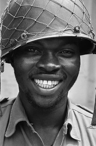 A smiling Biafran soldier seen here during the Biafran conlict