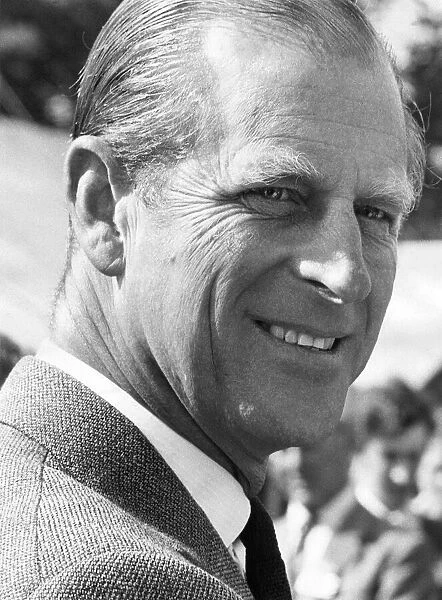 A smiling Prince Philip, Duke of Edinburgh, during the Burghley Horse Trials