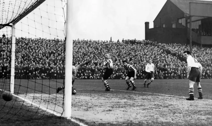 Framed Print : Smith the Notts County. Smith the Notts County keeper is well beaten by Finney Framed Print : Smith the Notts County. Smith the Notts County keeper is well beaten by Finney