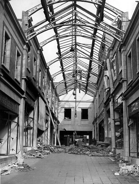 Smithford Street Arcade, Coventry, after the blitz. November 1940