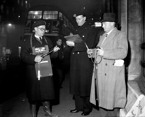 Smog Wardens in action on the streets of London, 5th January 1956