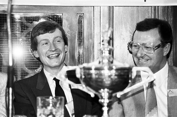 Snooker players Steve Davis and Dennis Taylor who recently contested the classic black