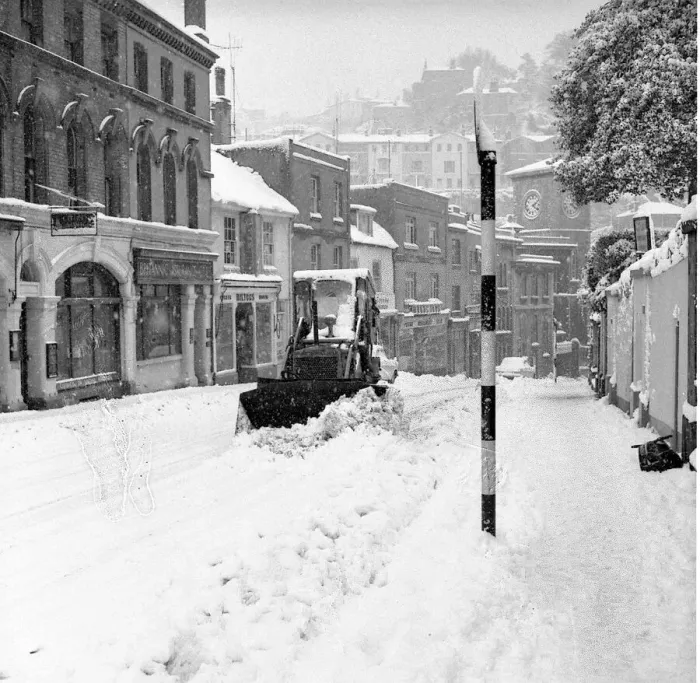 Framed Print : Snow plough in Abbey Road, Torquay January 1963