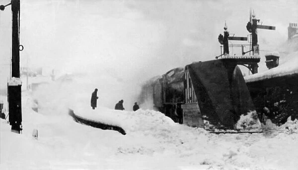 The Snow Plough on the snow-bound railway near Blackhill encountered many difficulties