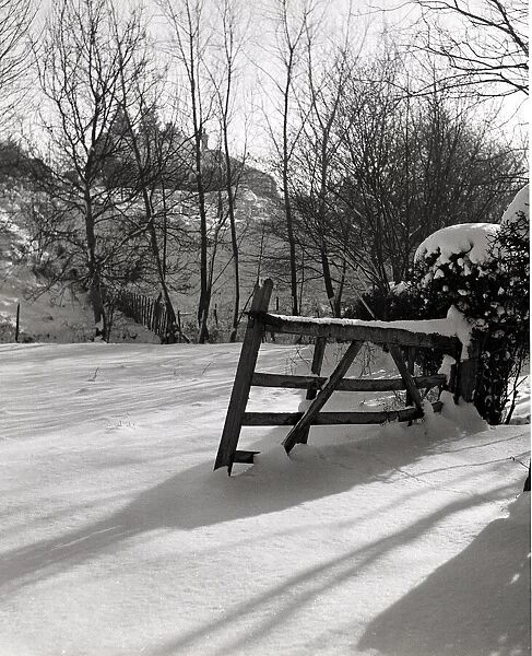 Snow scene at Sandy Hatch lane near Ashford Hertfordshire Winter sunshine
