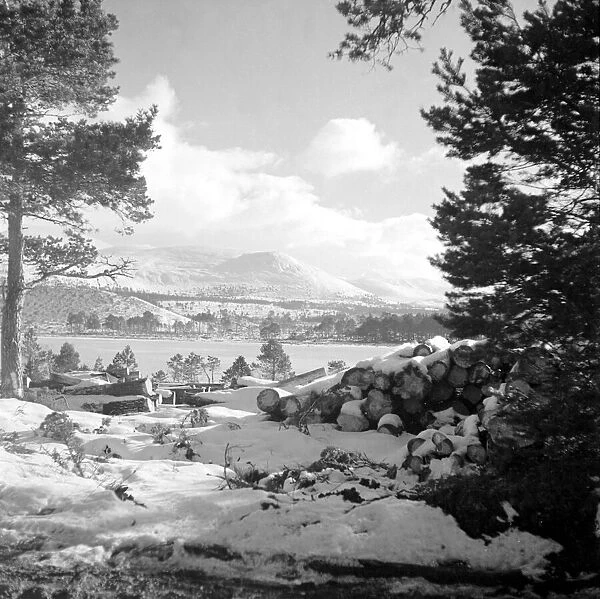 Snow scene in the Scottish Highlands. Badenoch and Speyside Grampians