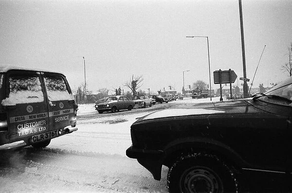 Snow scenes in Reading, Berkshire. January 1982