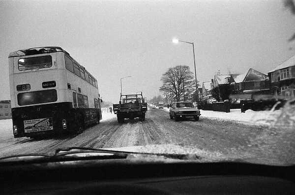 Snow scenes in Reading, Berkshire. January 1982